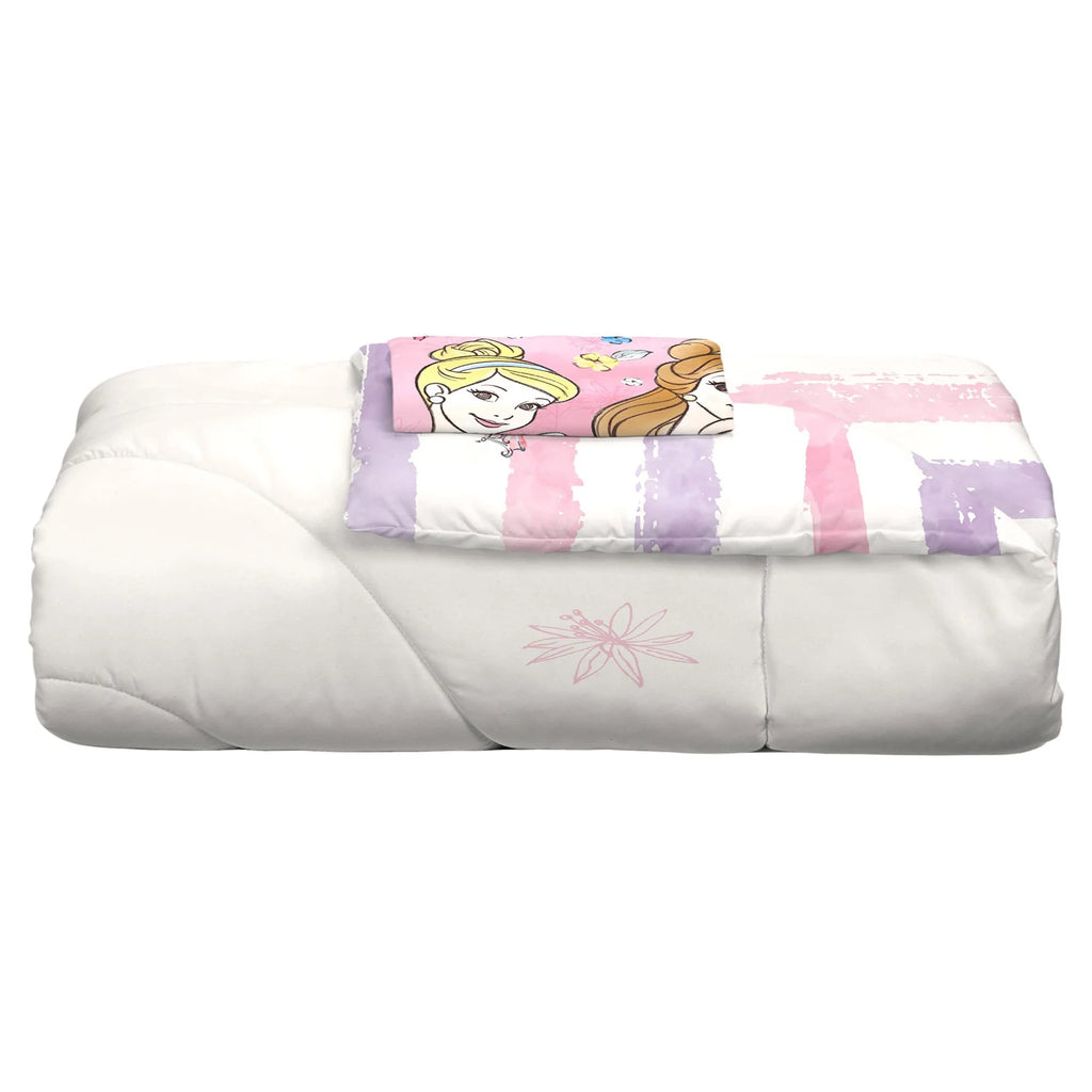 Pink and White Reversible Kids Comforter and Sham Set I289