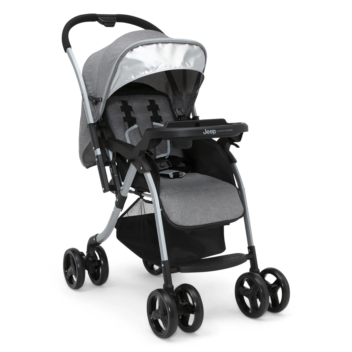 Grey Tweed Reversible Handle Stroller I149957