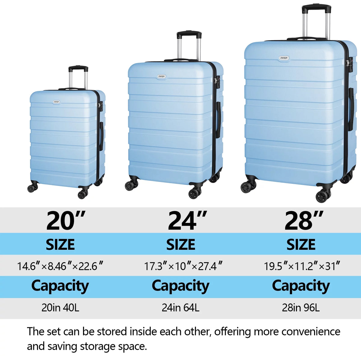 3PCS Lightweight Hardside Luggage Set with TSA Lock X61683