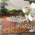 Chocolate Terracotta Floral Indoor/Outdoor Area Rug D15569