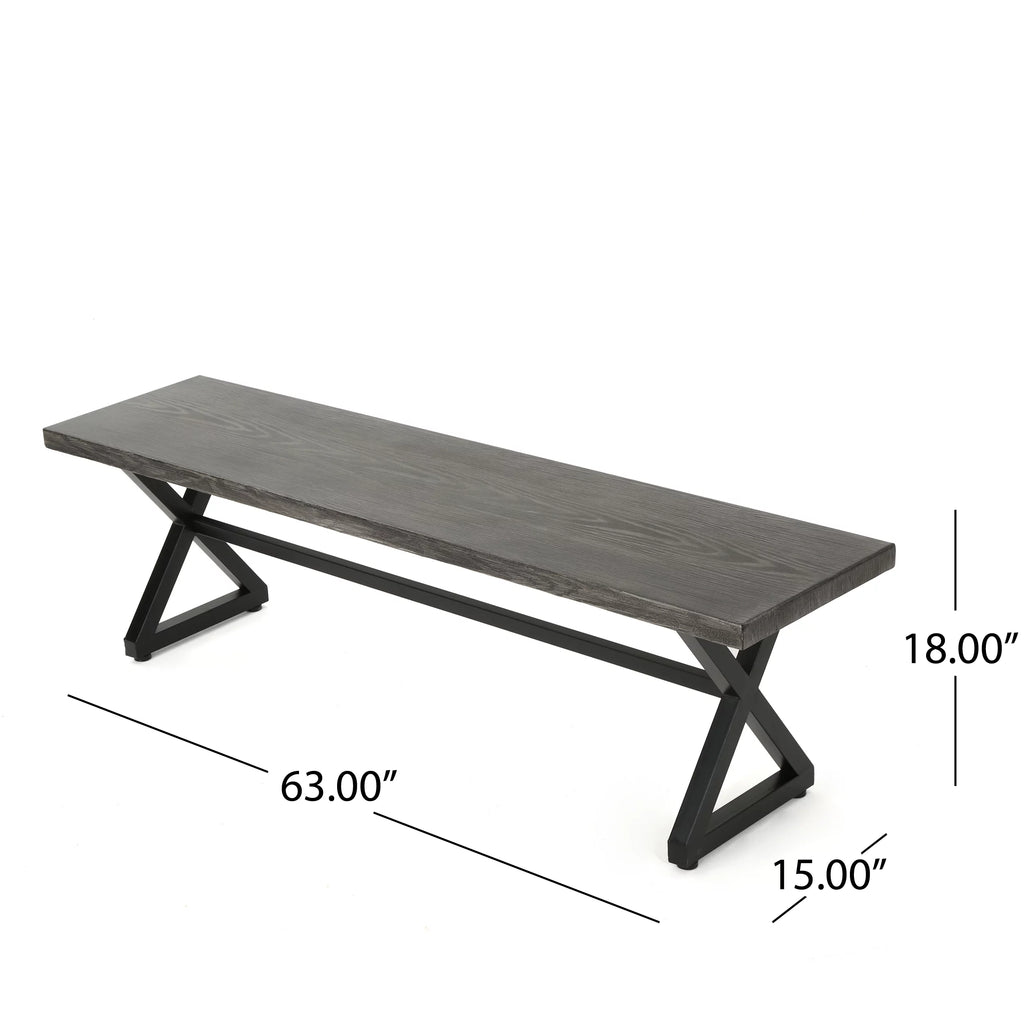 Aluminum Dining Bench with Steel Frame J342