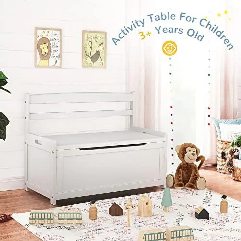 White Rubber Wood Toy Box V325418