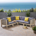 5 Piece Acacia Wood Sectional Sofa Set with Cushions E3841