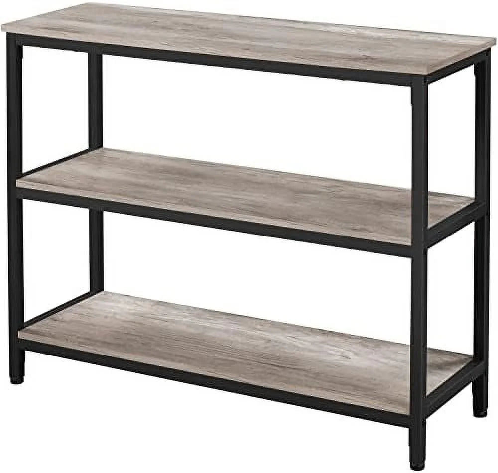 Console Table with Storage Metal Frame 40 x 14 x 32 Inches Gray J69532