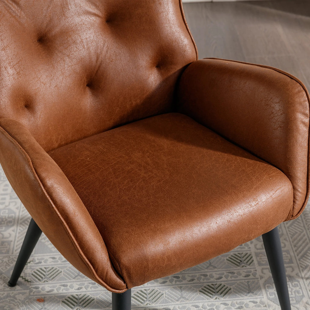 Brown Faux Leather Accent Chair with Metal Legs L59342