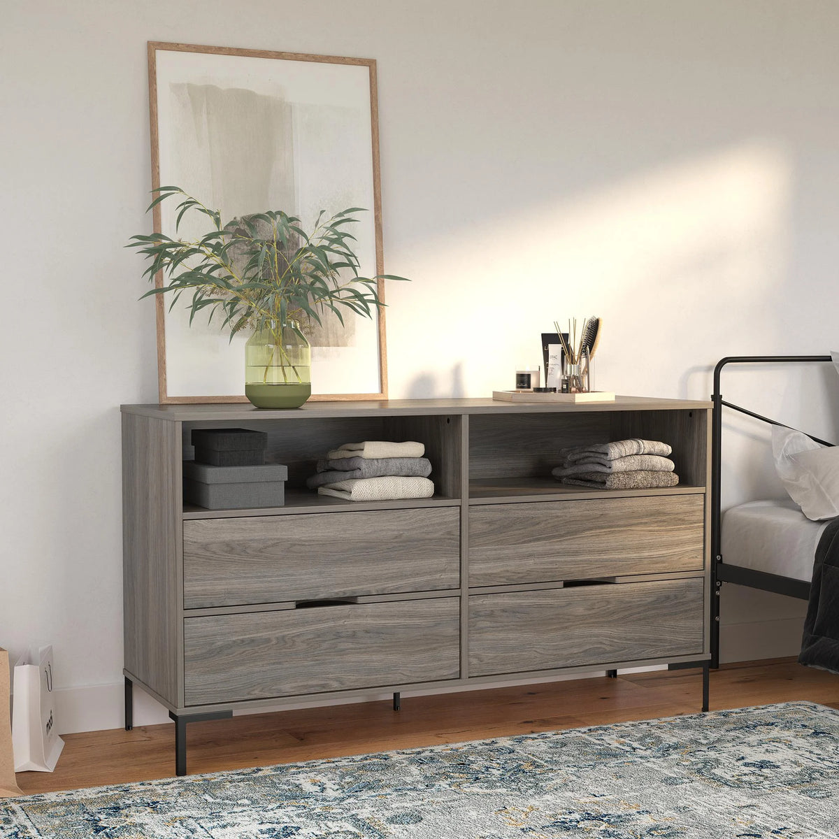 Weathered Oak Wide Dresser B523