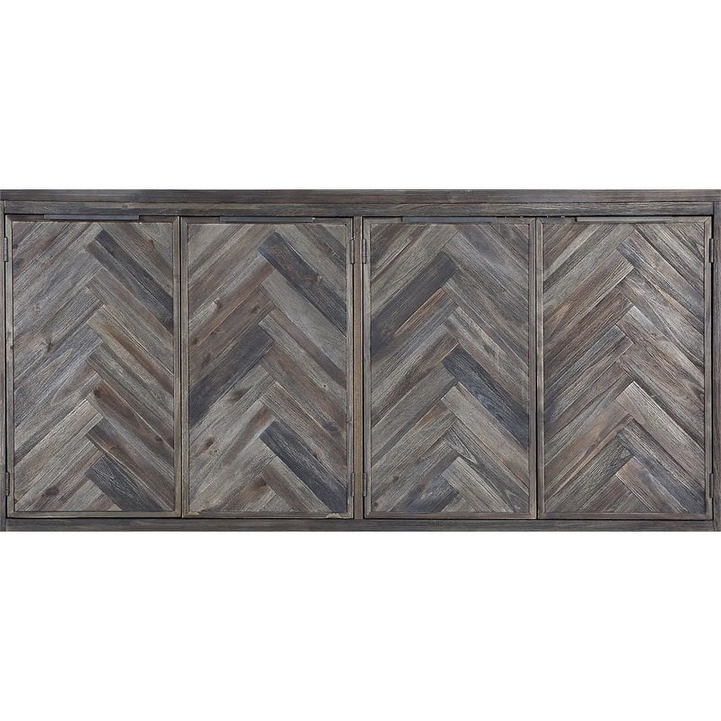 Solid Wood Herringbone 4-Door Credenza U3582