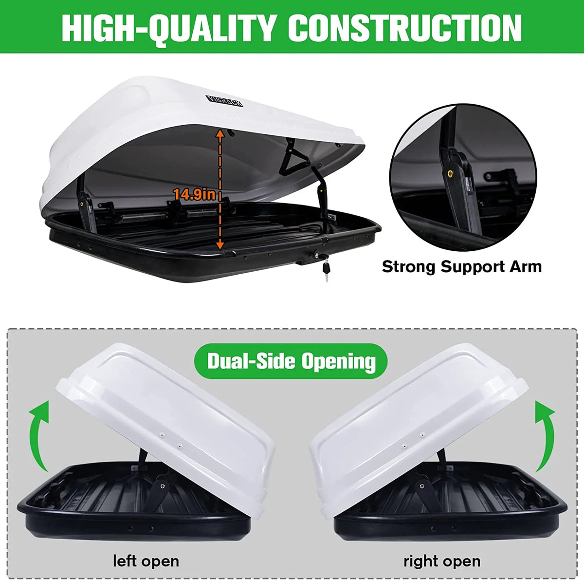 White 14 Cubic Feet Hard Shell Rooftop Cargo Box P712