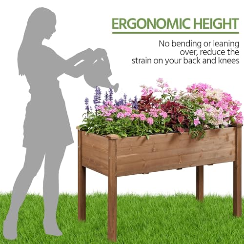 Raised Garden Bed 48x24x30in Wooden Planter Box with Legs O7940