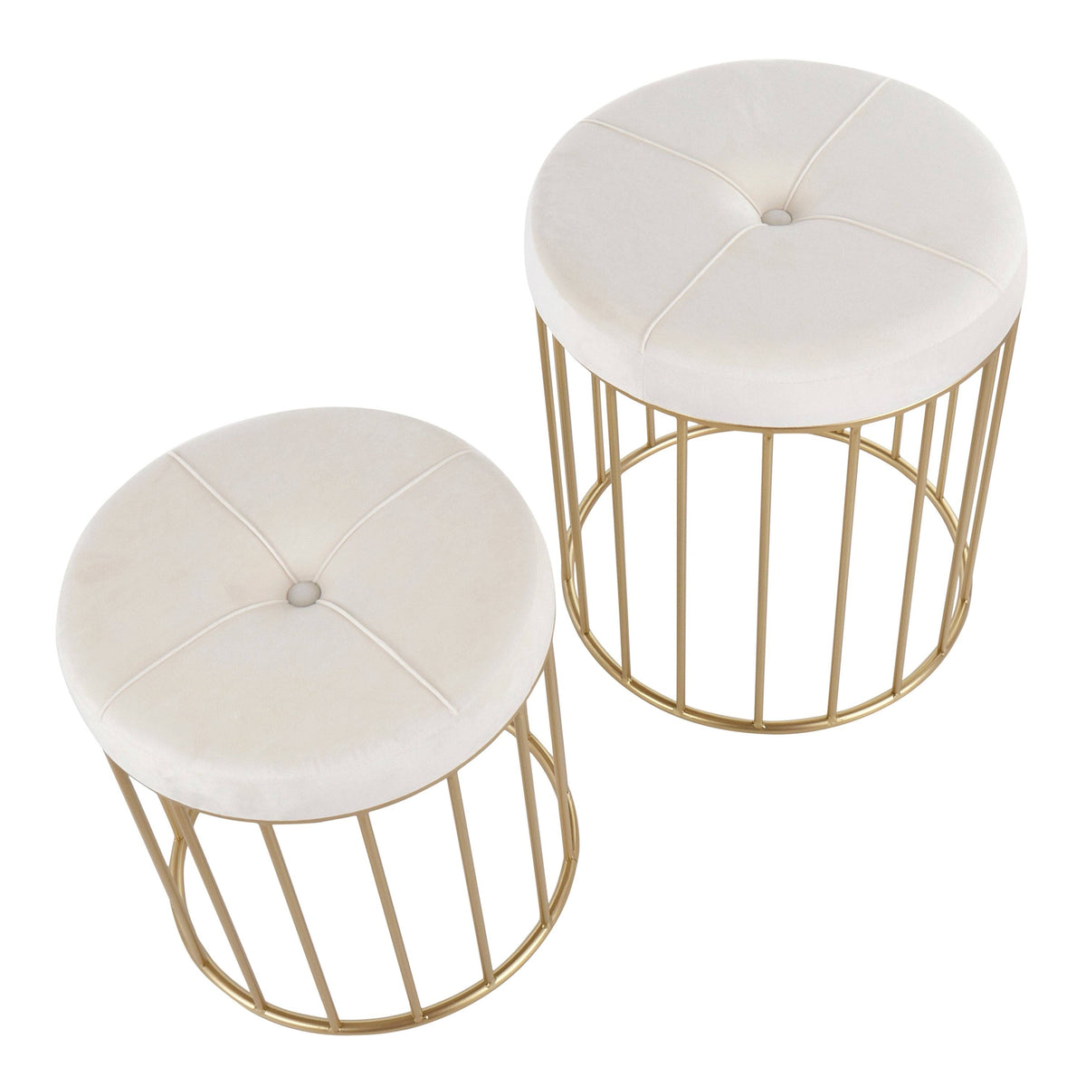Black Velvet Gold Metal Nesting Ottoman Set Q5484