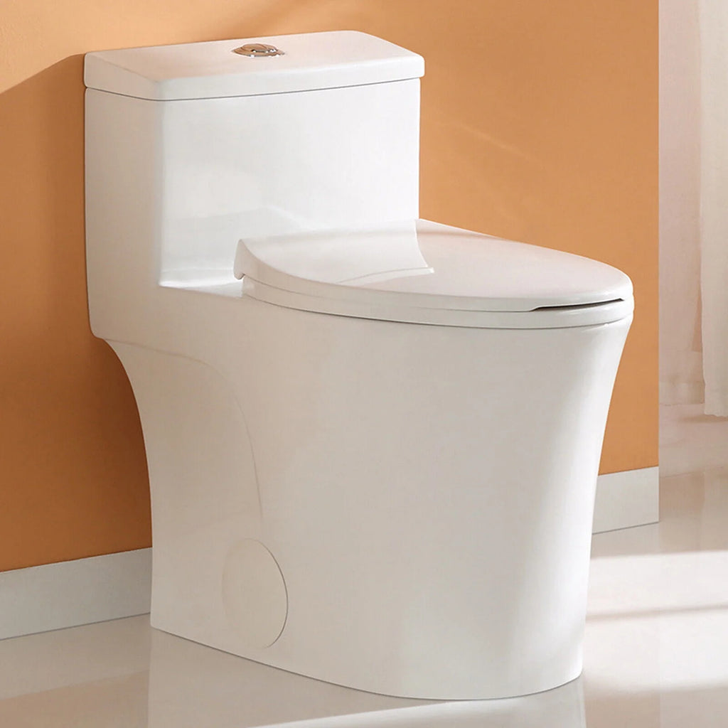 Elongated One Piece Toilet with Comfort Chair Seat, Dual Flush, White L61805