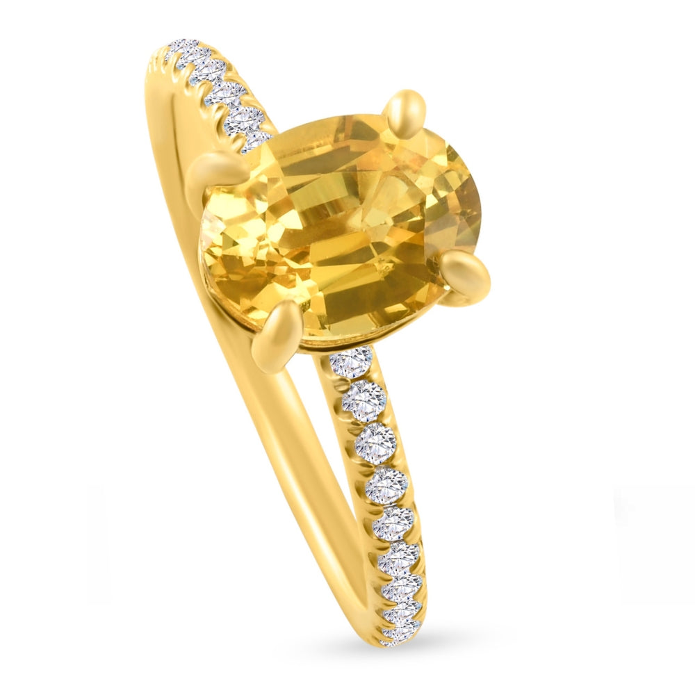 Oval Yellow Sapphire & Diamond Ring 14k Yellow Gold H7881