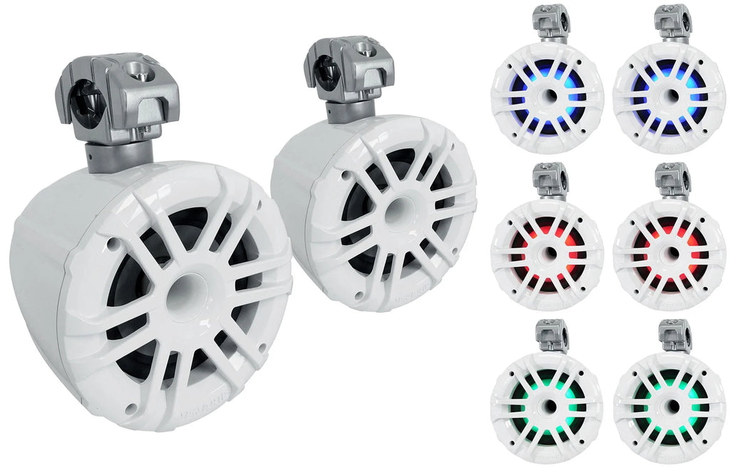 White 6.5" Marine Wakeboard Tower Speakers with Bluetooth Receiver H97554