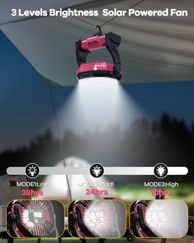 30000mAh Rechargeable Portable Camping Fan with LED Lantern I8835