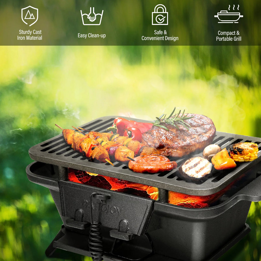 Portable Heavy Duty Cast Iron Charcoal Grill X32080