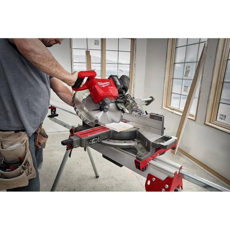 18V Lithium-Ion Brushless Cordless 12 in. Dual Bevel Sliding Compound Miter Saw Kit with Stand and Battery F966645