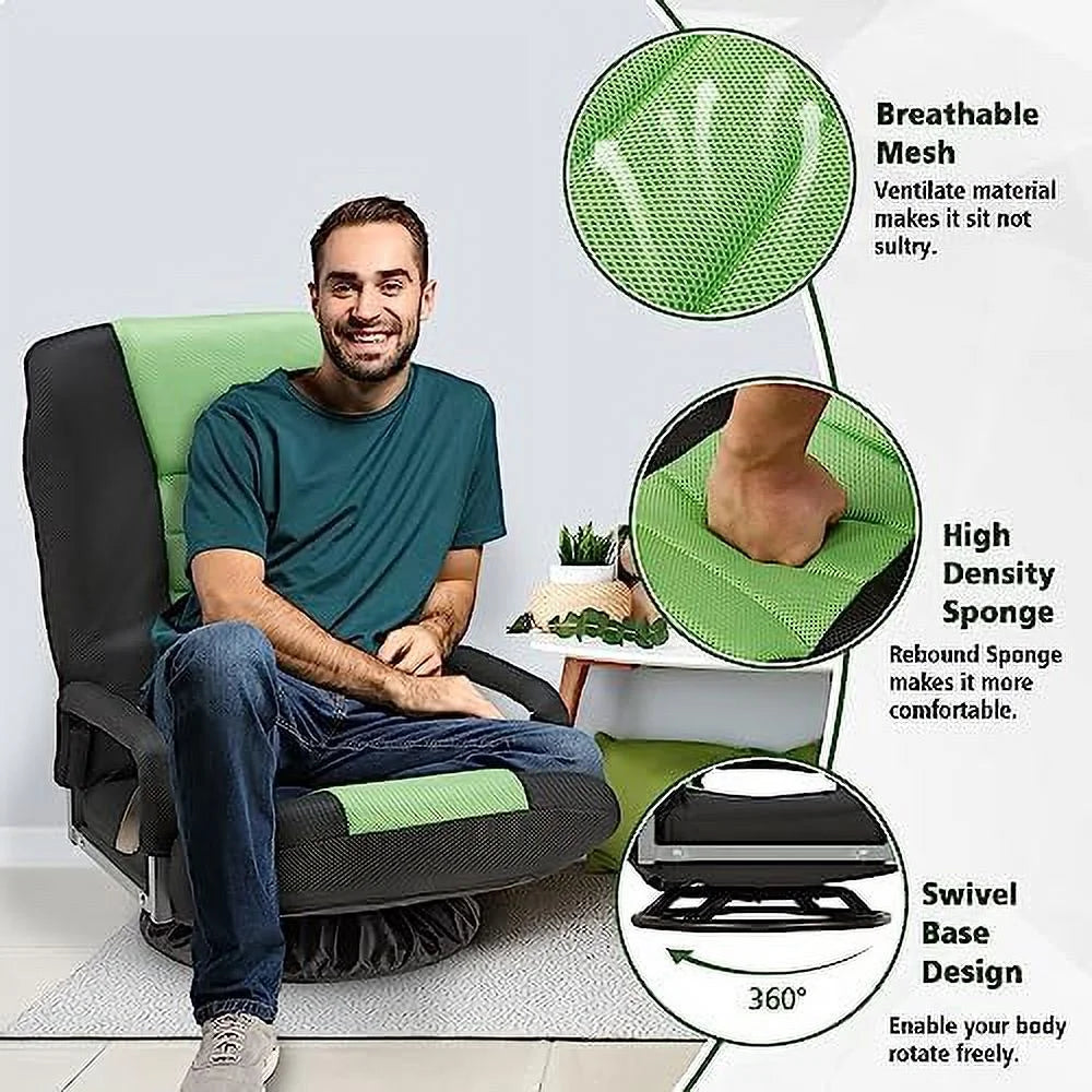Swivel Floor Gaming Chair with Armrests Folding Video Reclining Sofa S464