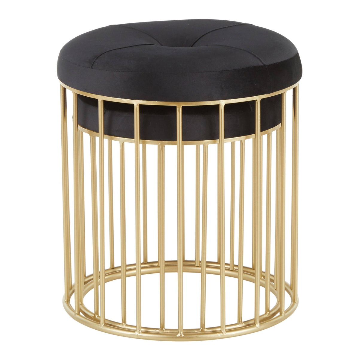 Black Velvet Gold Metal Nesting Ottoman Set Q5484