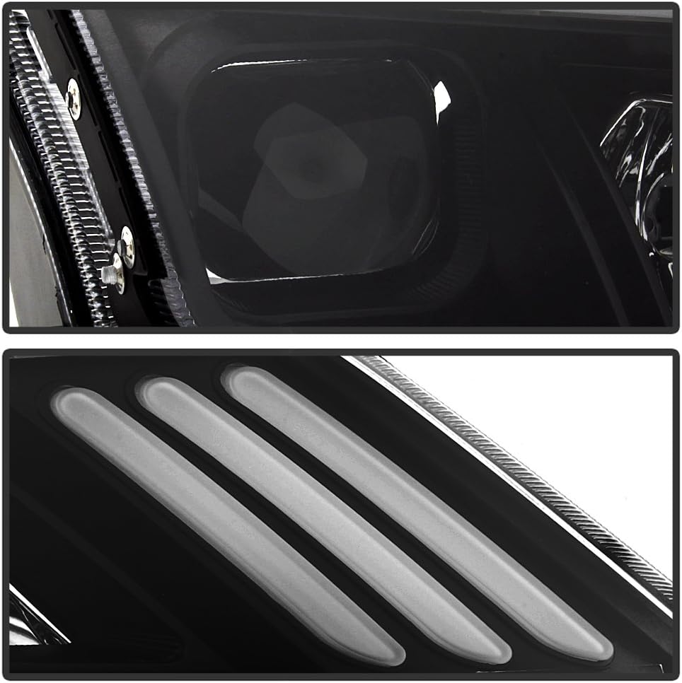 Black LED Projector Headlights Headlamps Left Right J7403