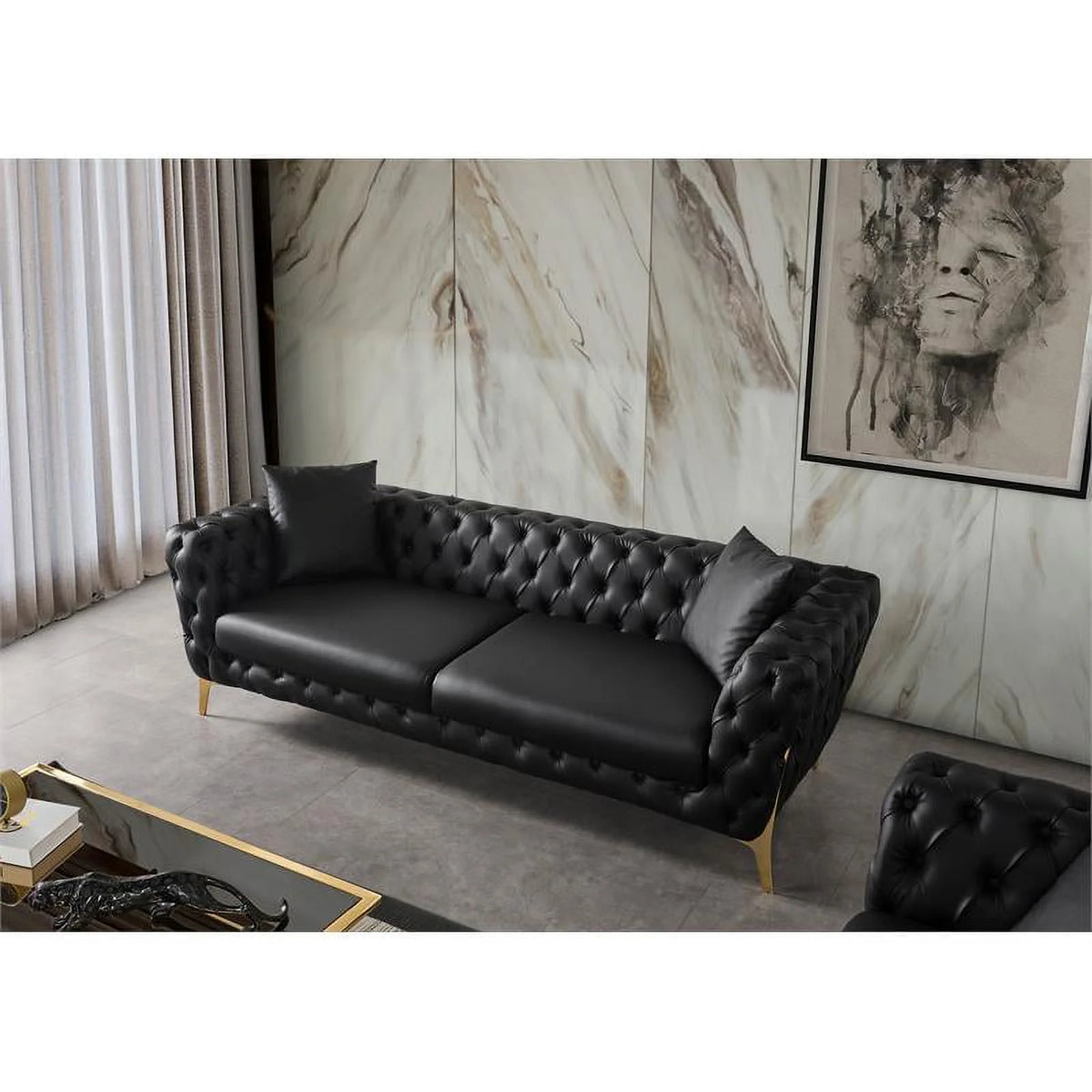 Black Vegan Leather Loveseat J879854
