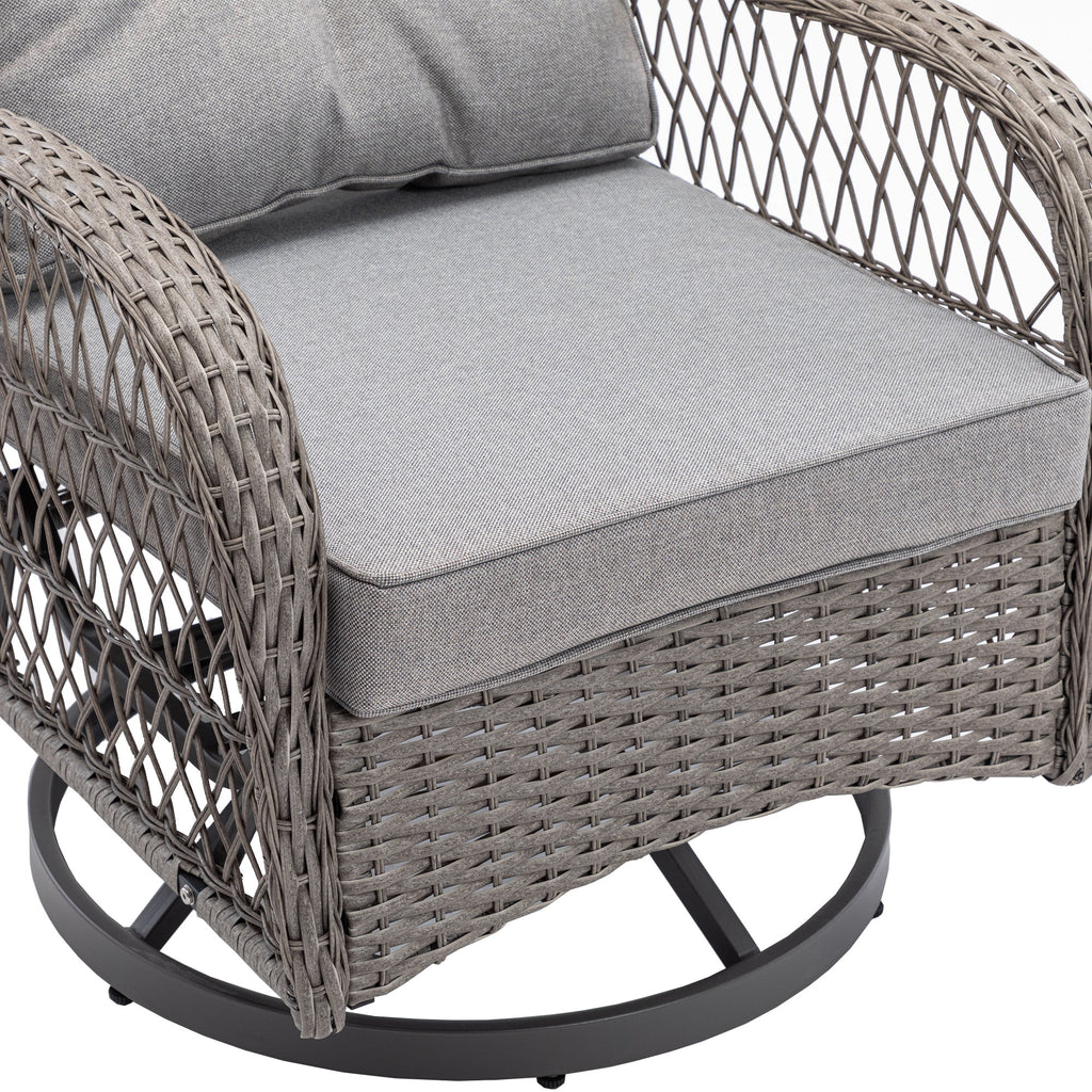 3 Pc Outdoor Swivel Rocker Patio Chairs - Gray R3514