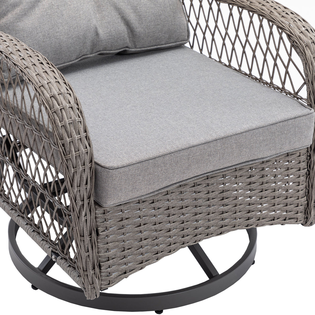 3 Pc Outdoor Swivel Rocker Patio Chairs - Gray R3514