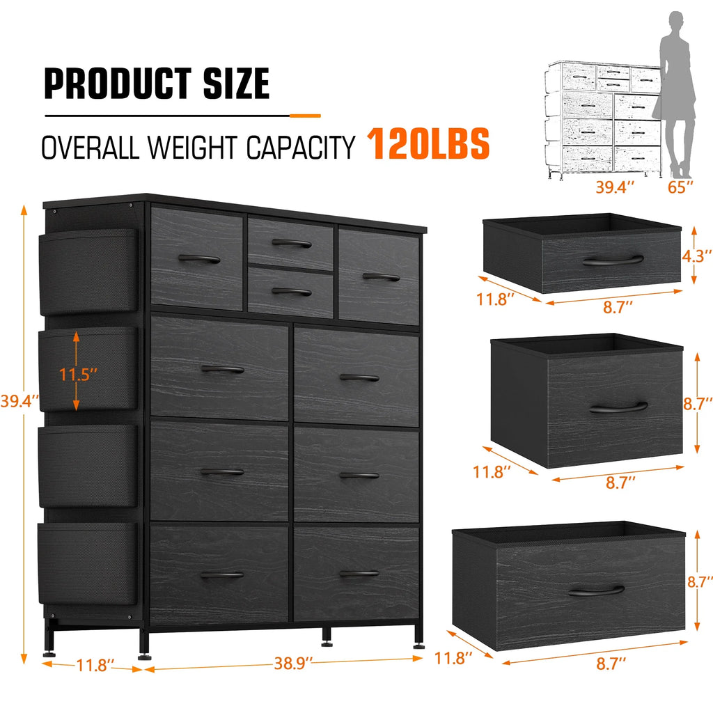 Brown 10 Drawer Fabric Dresser G6697