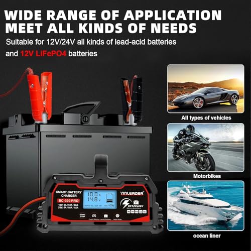 40A 12V/24V Lead Acid LiFePO4 Automatic Battery Charger A425