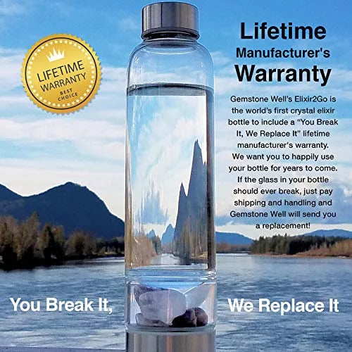 Crystal Water Bottle Elixir Set with Amethyst & Clear Quartz X765324