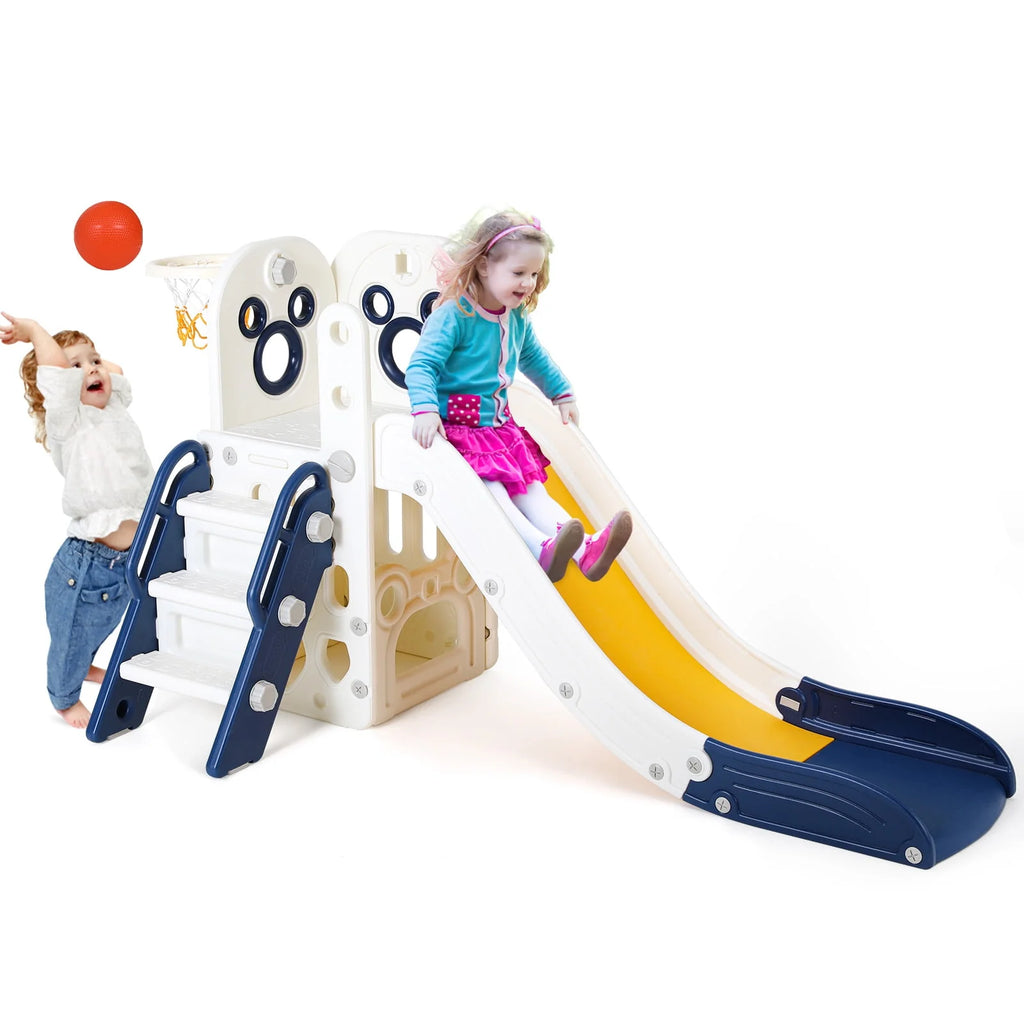 Plastic Toddler Slide with Basketball Hoop Y674414