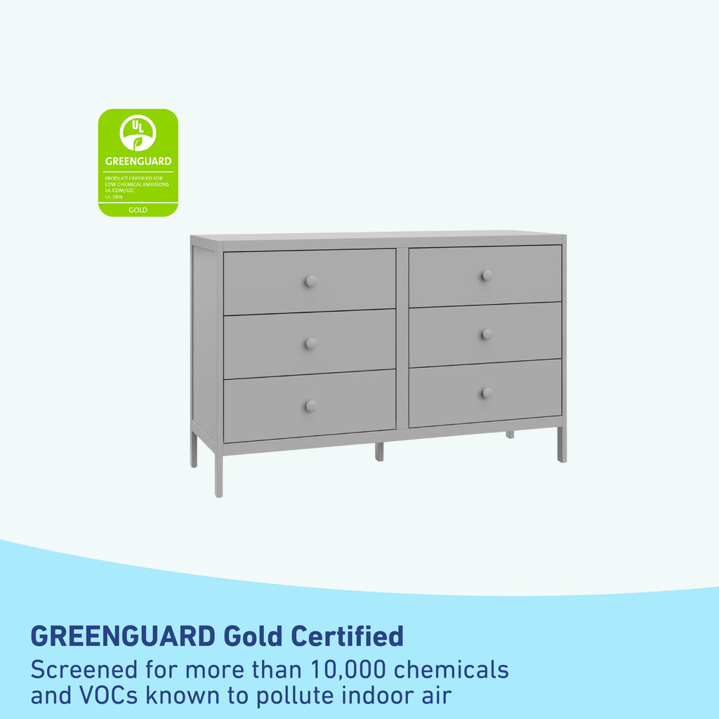 White 6 Drawer Double Dresser W493