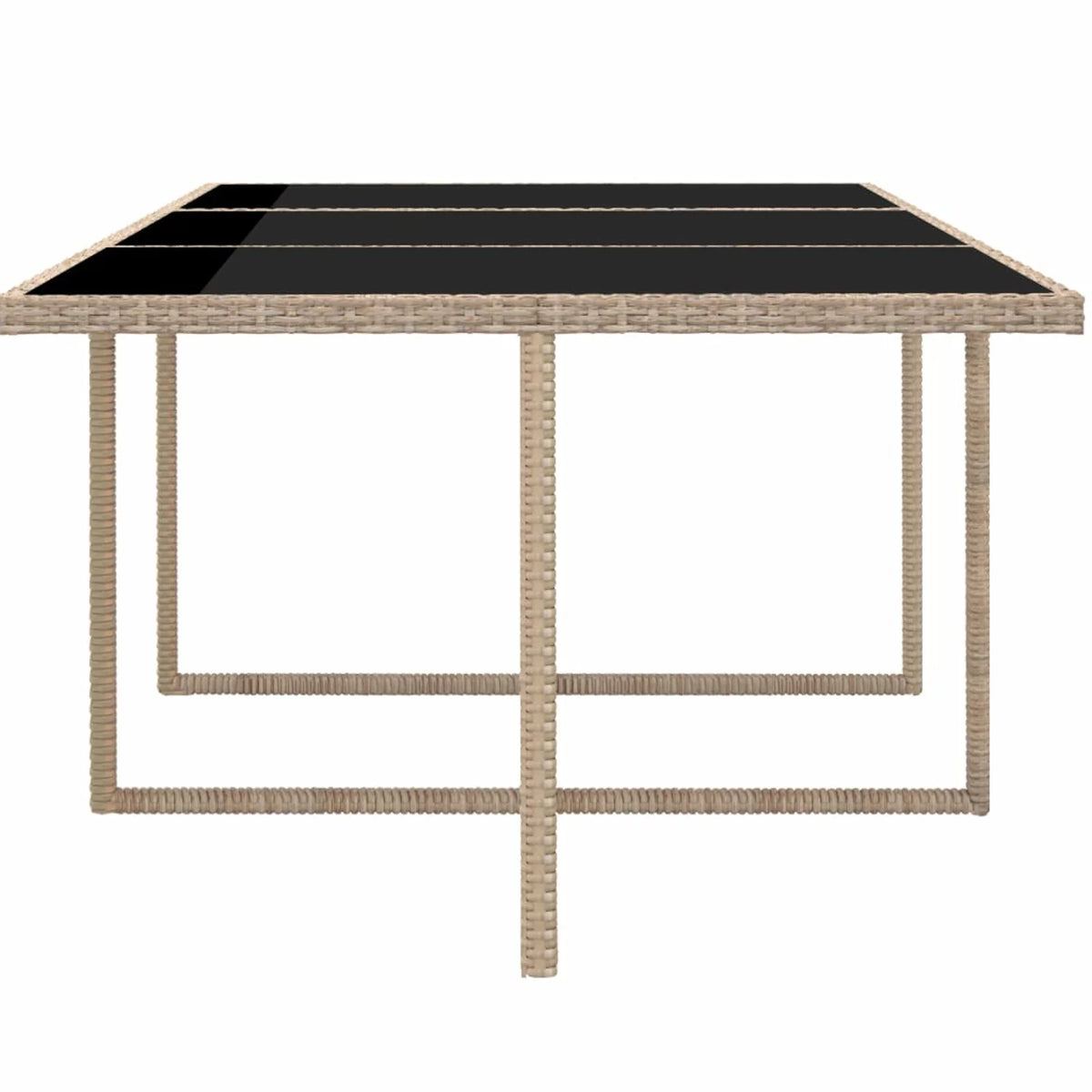 11 Piece Patio Dining Set with Seat Cushion Beige Poly Rattan W599887