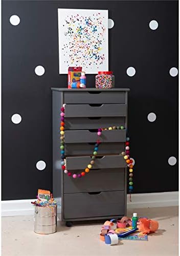 Gray Eight Drawer Wood Rolling Storage Cart Y45749