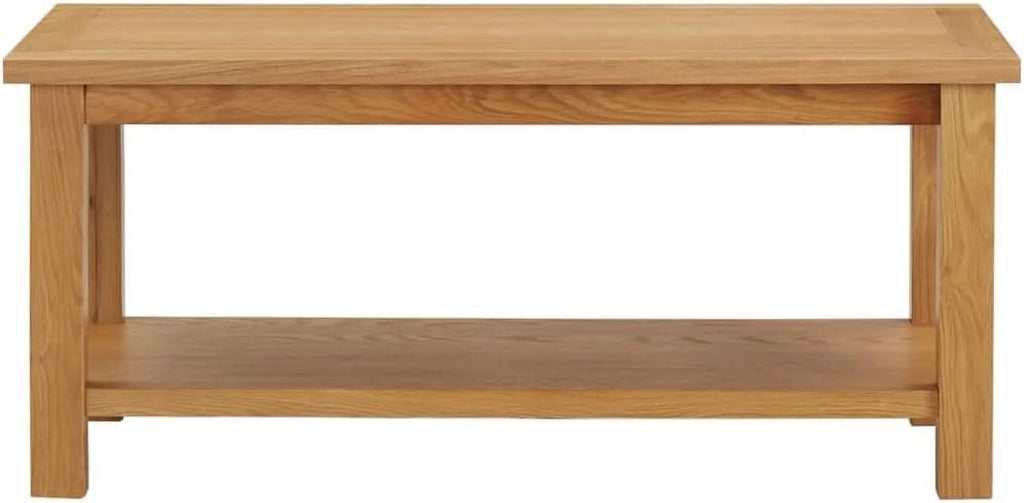 Solid Oak Wood Coffee Table Brown Dark Rectangular 35.4"x17.7"x15.7" H674