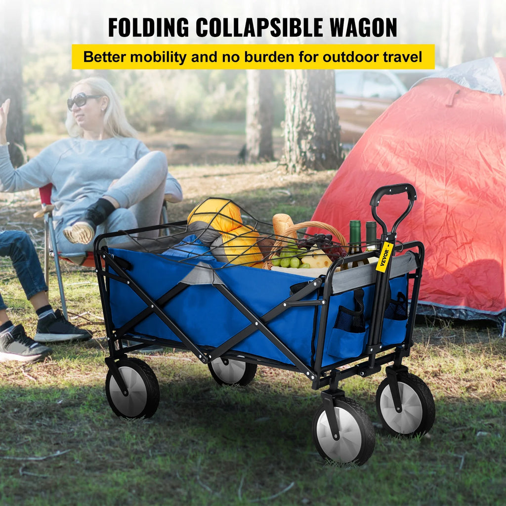 Collapsible Wagon Cart, 176 lbs Load, Blue & Gray S791