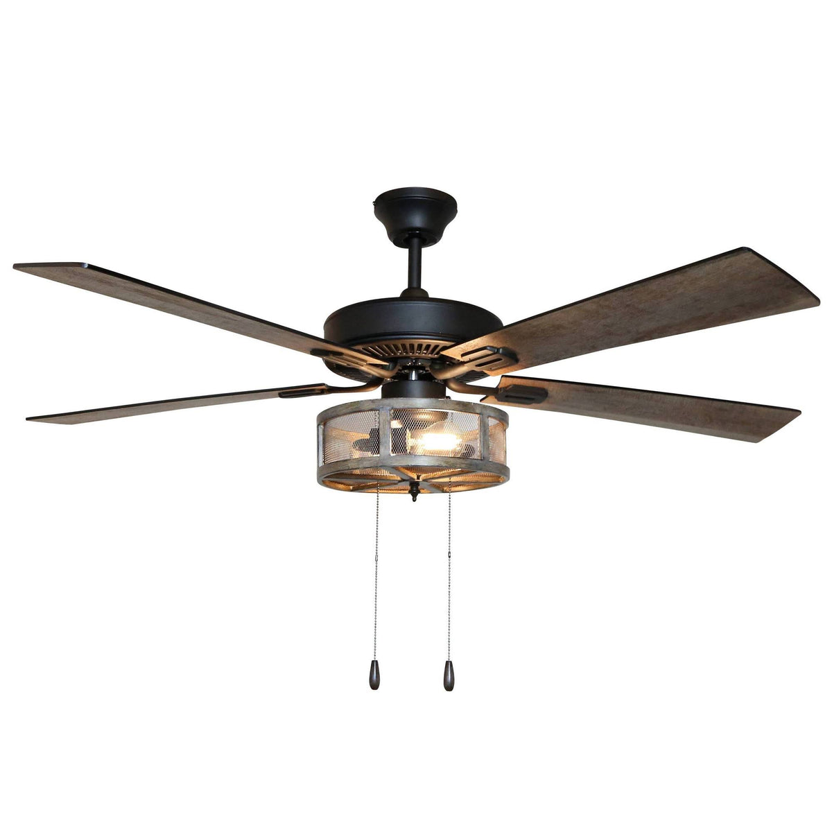 52x22 LED 5-Blade Woodgrain Caged Farmhouse Lighted Ceiling Fan Z762