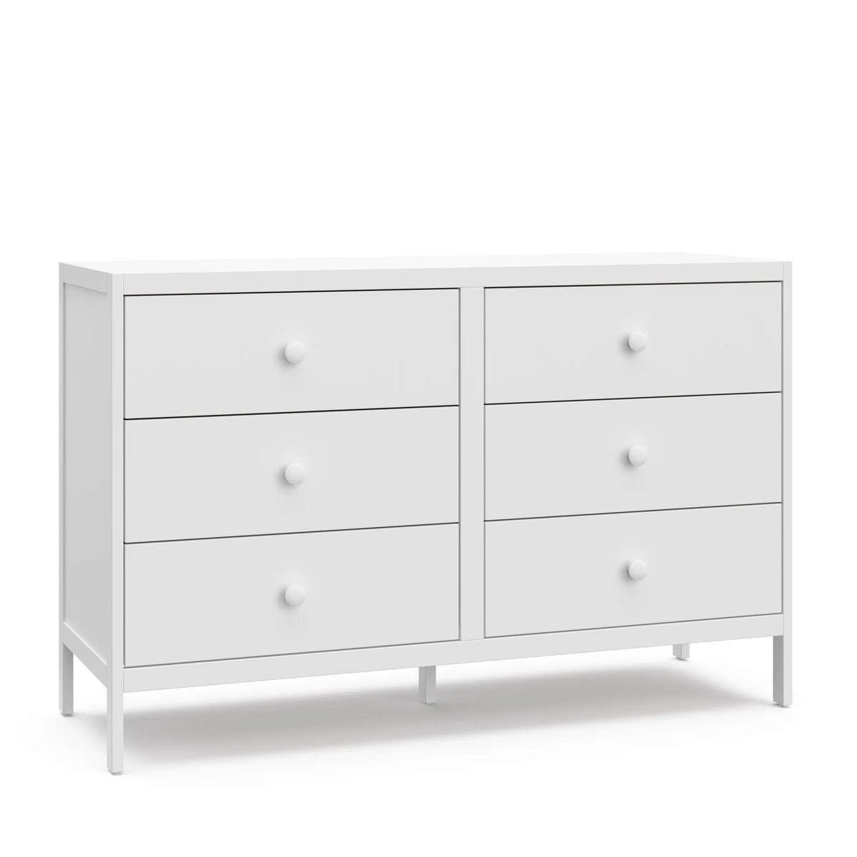 White 6 Drawer Double Dresser W493