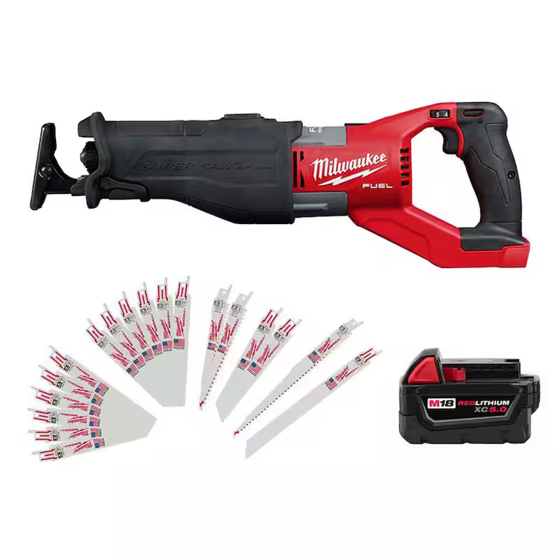 18V Brushless Cordless Reciprocating Saw with Battery & Blade Set D613626