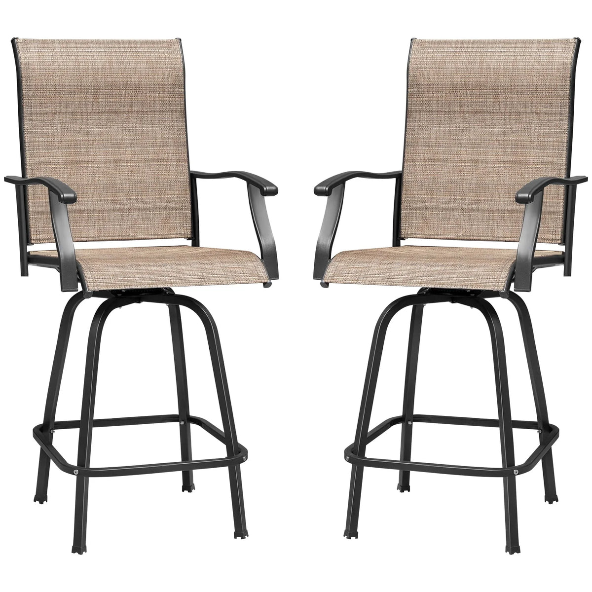Tan Metal Bistro Chair and Table Set of Three Y349