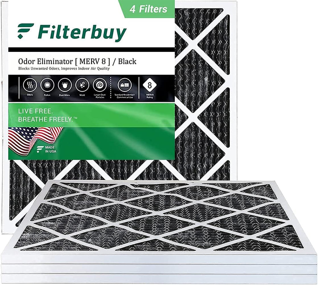 24x24x1 MERV 8 Pleated HVAC AC Furnace Air Filter with Activated Carbon (4-Pack, Black) Q519899
