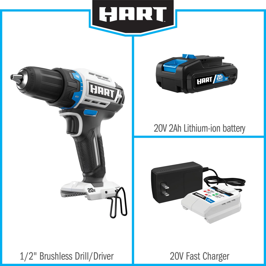 20-Volt Cordless Brushless 1/2-inch Drill/Driver Kit with 2Ah Lithium-Ion Battery N2657