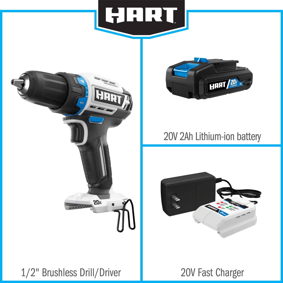 20-Volt Cordless Brushless 1/2-inch Drill/Driver Kit with 2Ah Lithium-Ion Battery N2657
