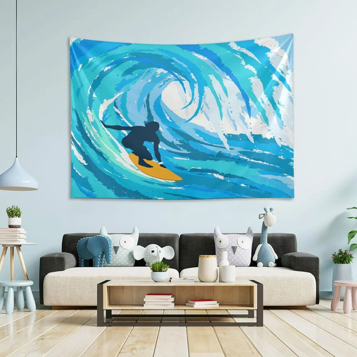 Watercolor Surfing Tapestry 90" x 60" K50244