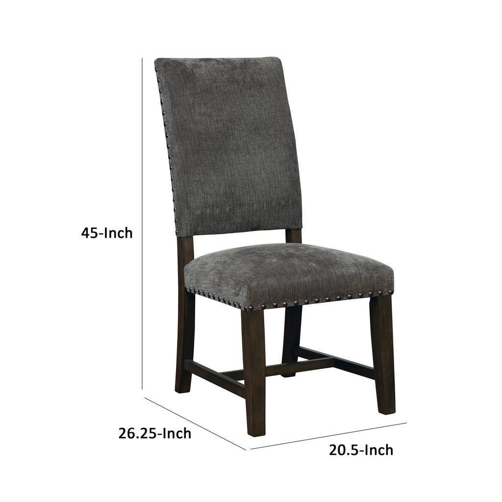 21 Inch Gray Vegan Faux Leather Dining Chair Set of 2 B637