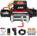 Electric Winch 8000lb Load Capacity 12V Steel Cable Wireless Remote Control P574041