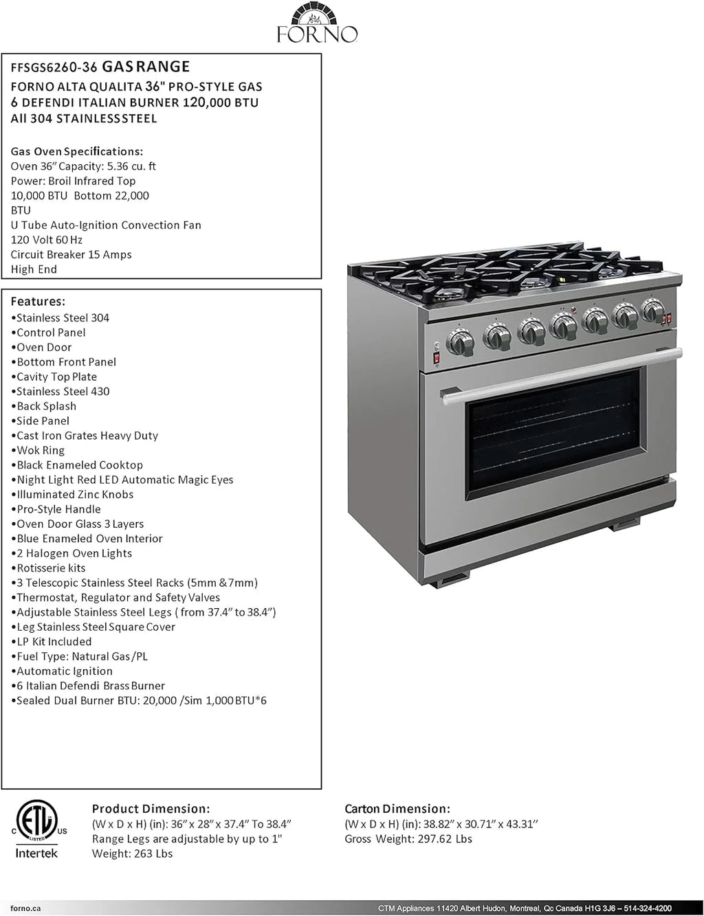 36" Freestanding Gas Range X582952