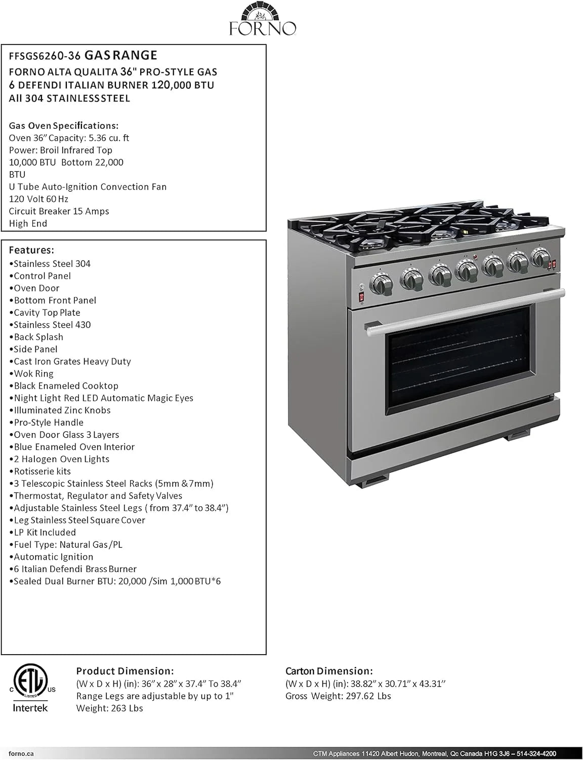 36" Freestanding Gas Range X582952