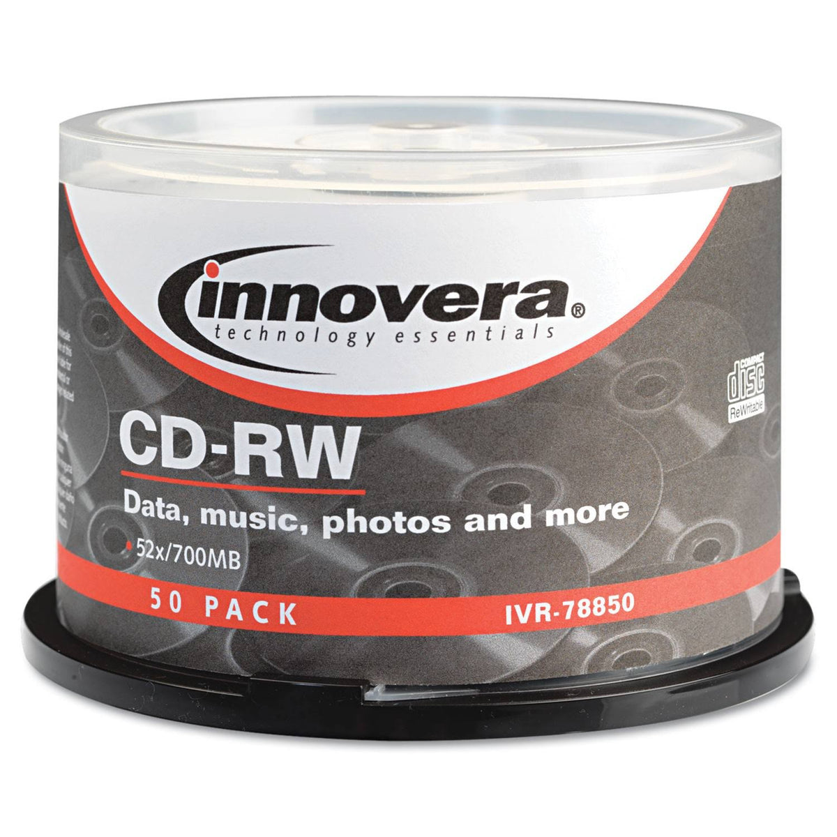 CD-RW Discs Rewritable 700MB/80min 12x Spindle Silver 50/Pack J3759