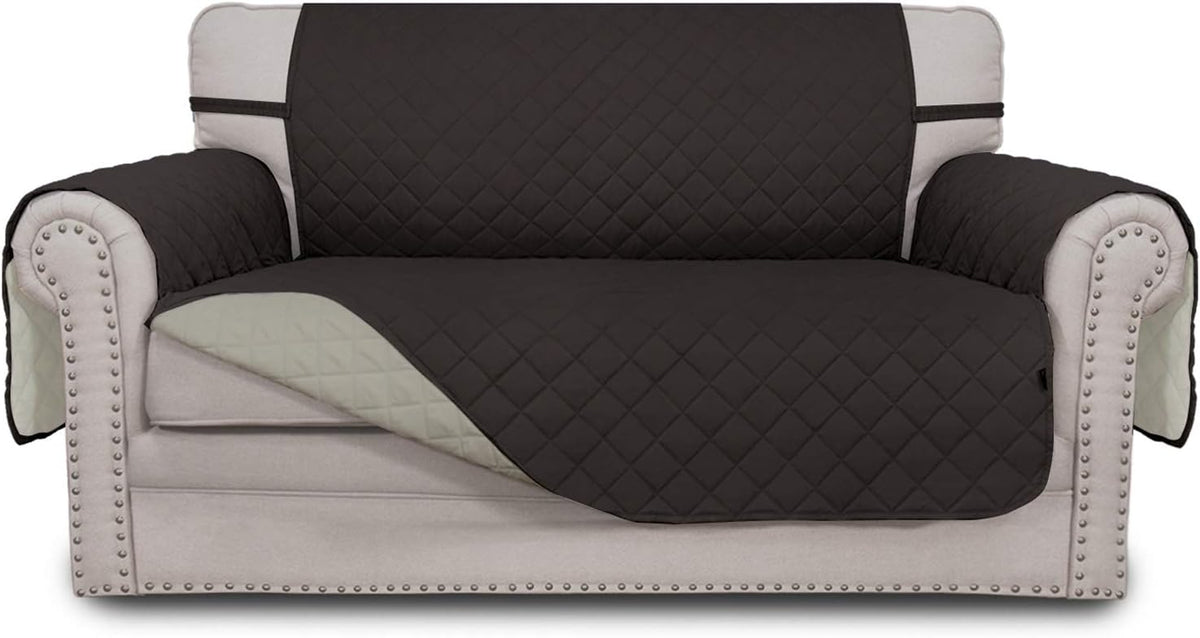 Light Gray Reversible Sofa Slipcover with Elastic Straps K5917