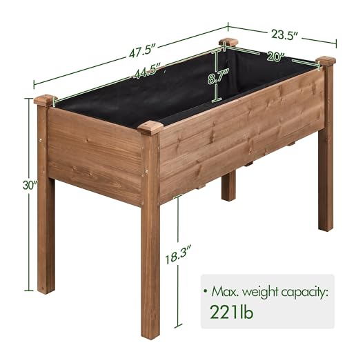 Raised Garden Bed 48x24x30in Wooden Planter Box with Legs O7940